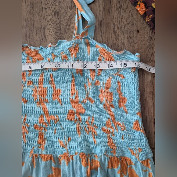 Elegant Floral Maxi Dress in Blue and Orange - Picture 8 of 10